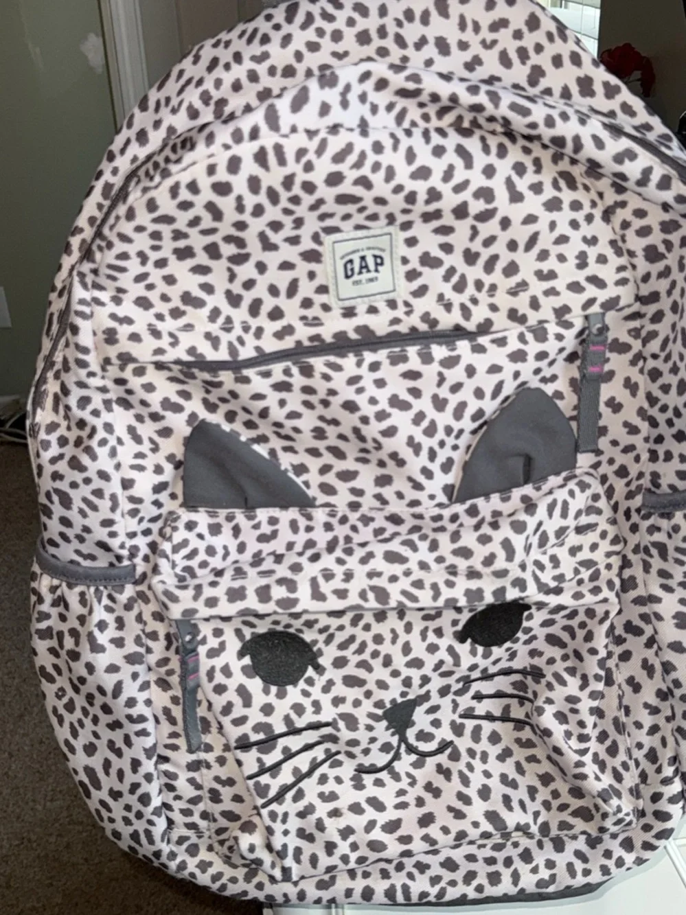 GAP Kids Pink Leopard Cat Print Backpack